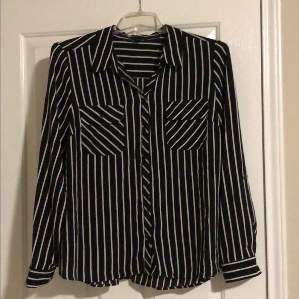 Black and white striped blouse